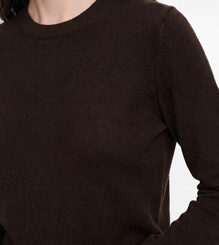 اٍل سي واي كيكي  سترات بياقة دائرية - بني  Round Neck Sweaters