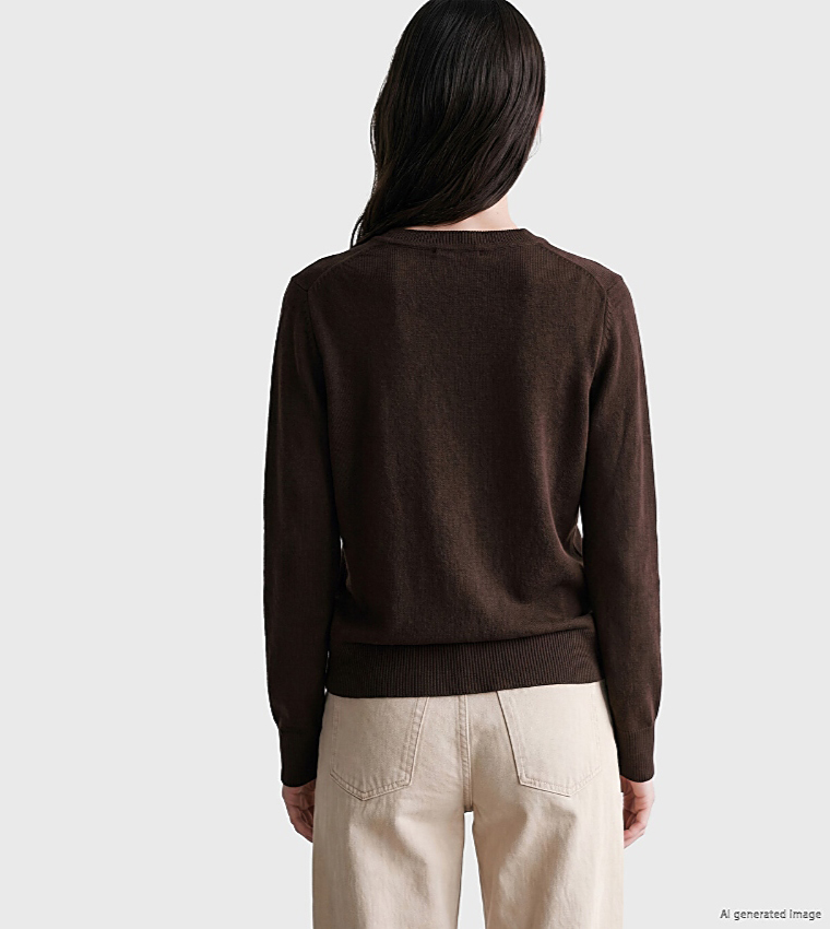 اٍل سي واي كيكي  سترات بياقة دائرية - بني  Round Neck Sweaters