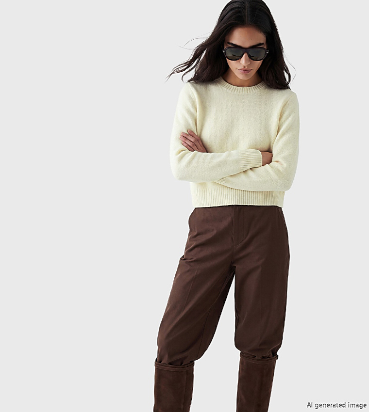 اٍل سي واي كيكي  سترات بياقة دائرية - كريمي  Round Neck Sweaters