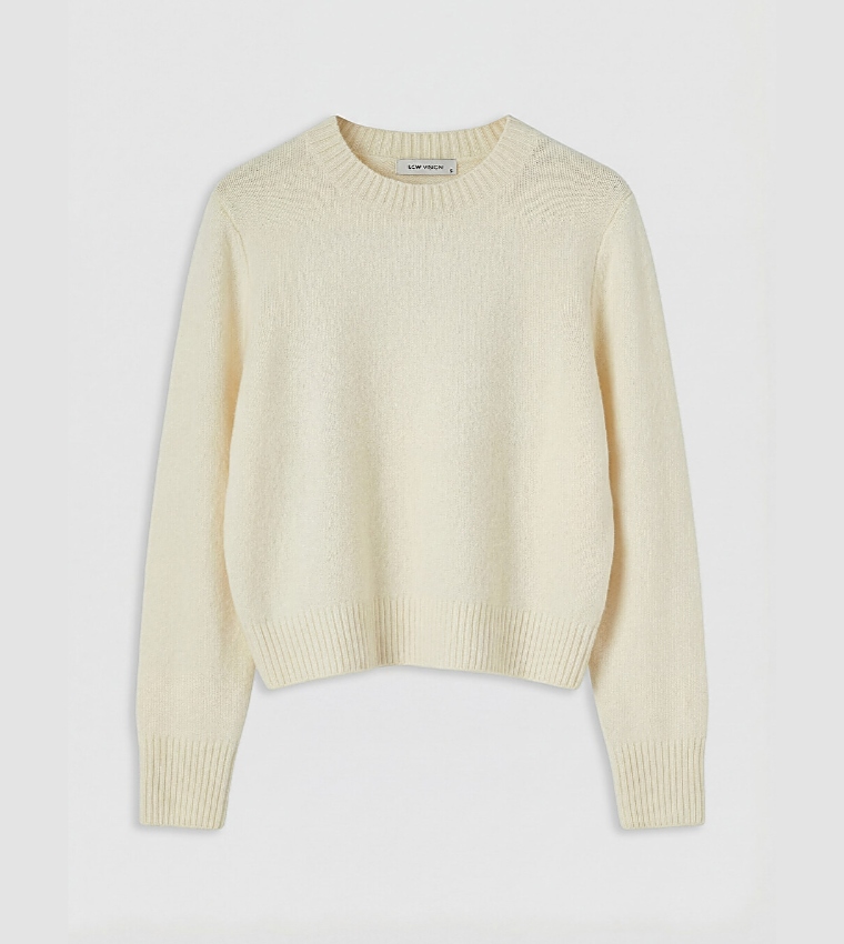اٍل سي واي كيكي  سترات بياقة دائرية - كريمي  Round Neck Sweaters