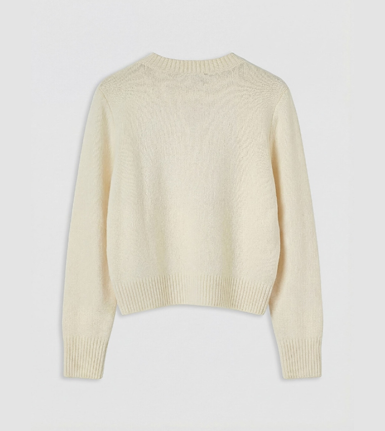 اٍل سي واي كيكي  سترات بياقة دائرية - كريمي  Round Neck Sweaters