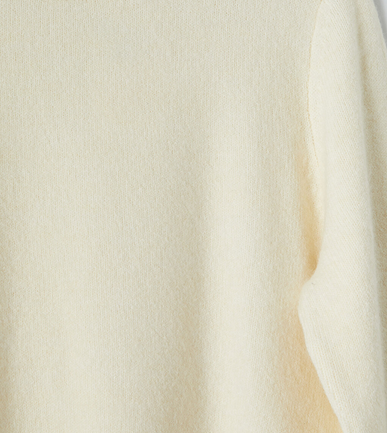 اٍل سي واي كيكي  سترات بياقة دائرية - كريمي  Round Neck Sweaters