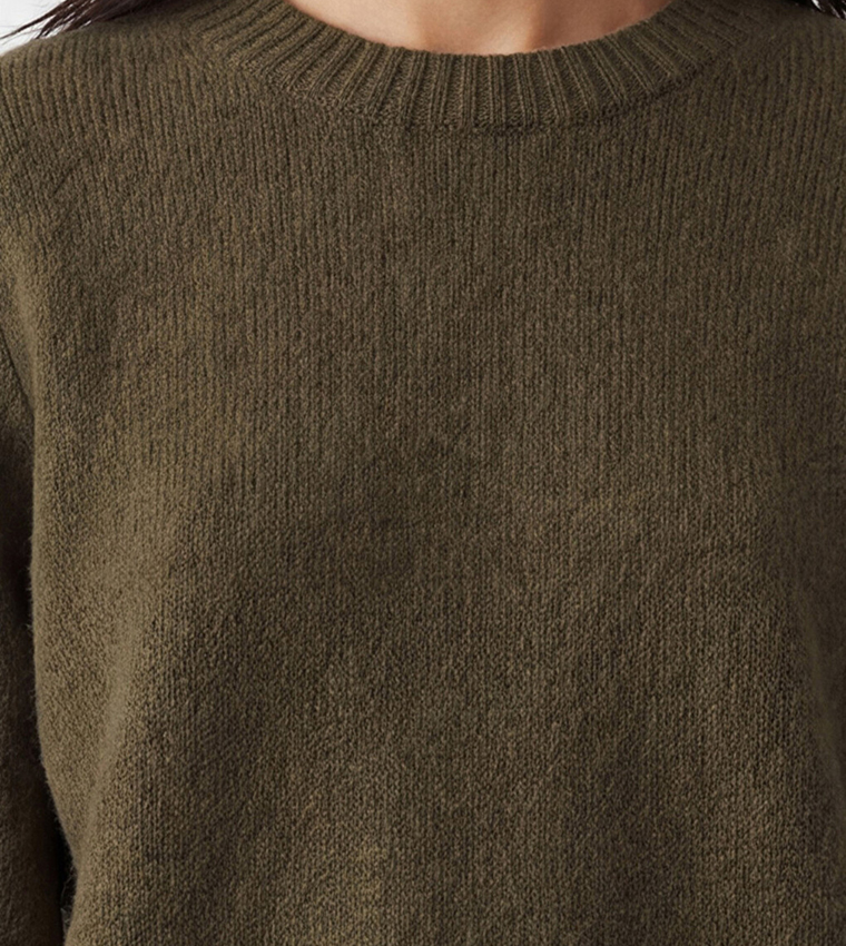 LC Waikiki  Round Neck Sweaters - Olive Round Neck Sweaters