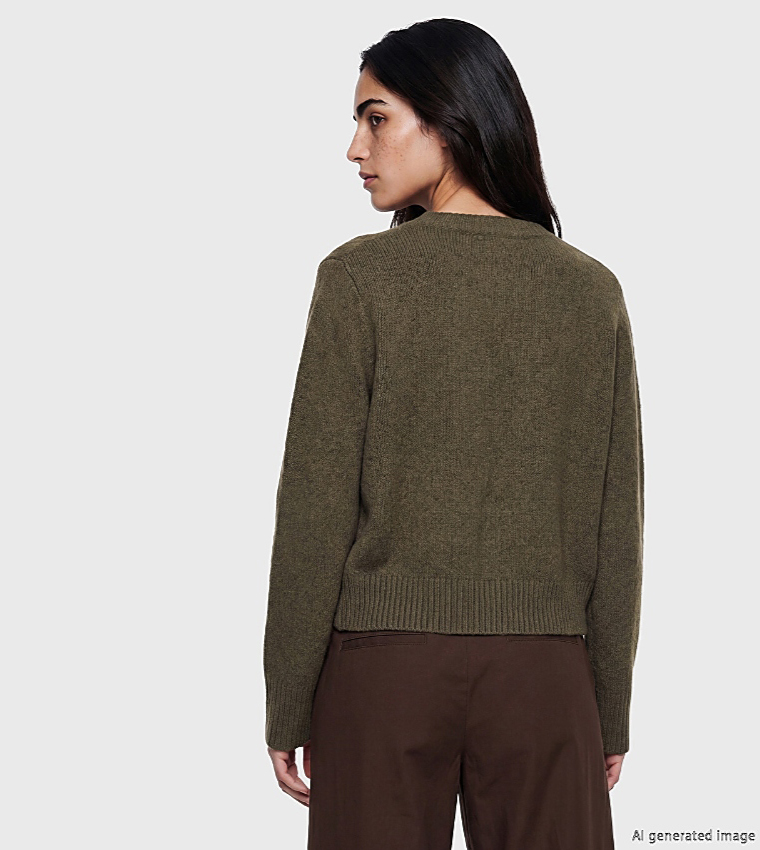 LC Waikiki  Round Neck Sweaters - Olive Round Neck Sweaters