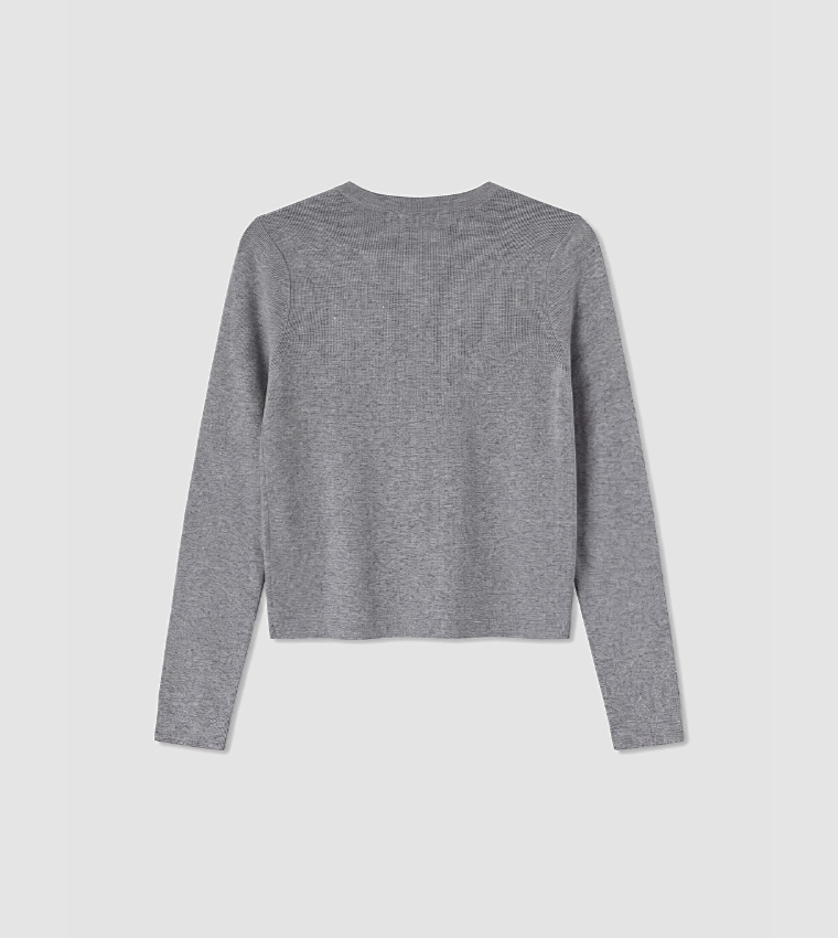 Solid Crew Neck Cardigan