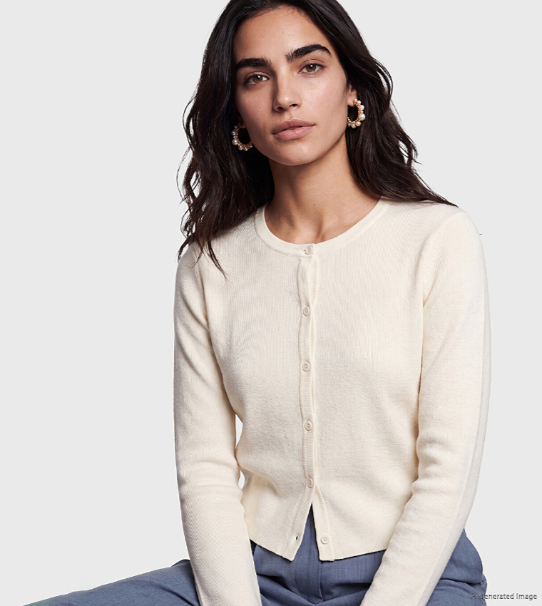 Solid Crew Neck Cardigan