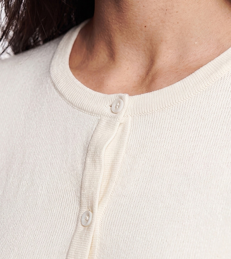 Solid Crew Neck Cardigan