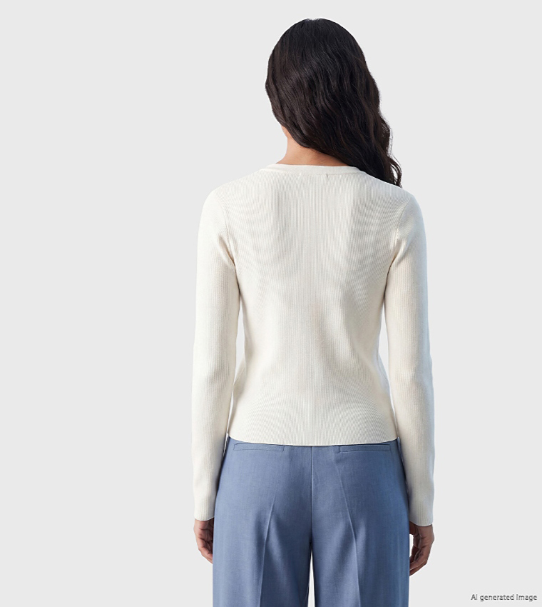 Solid Crew Neck Cardigan