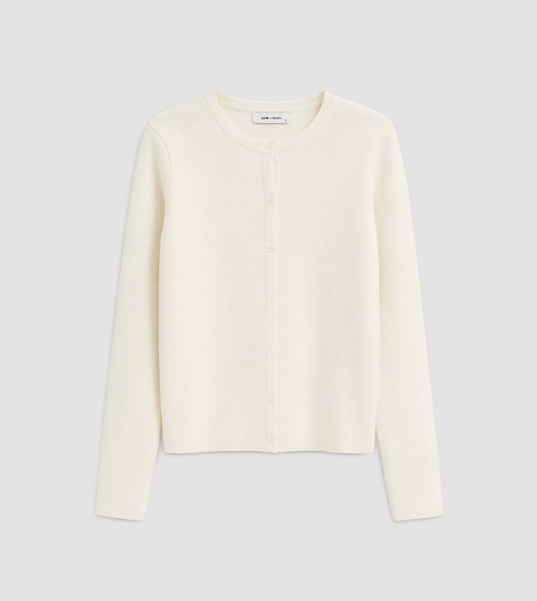 Solid Crew Neck Cardigan