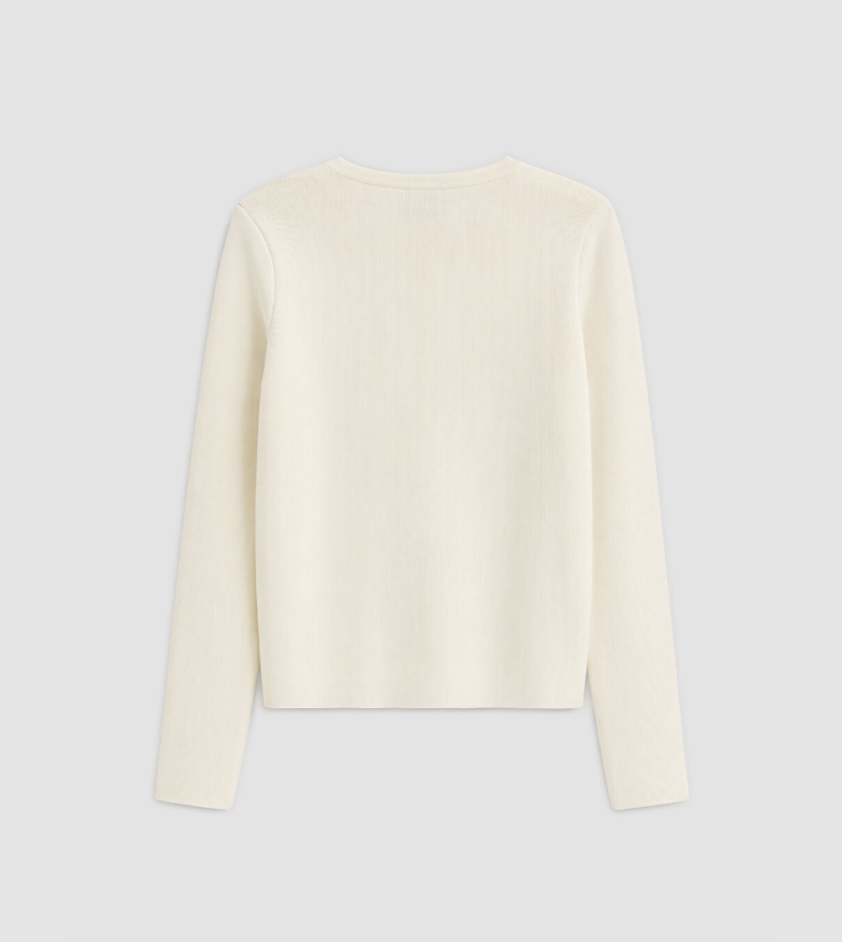 Solid Crew Neck Cardigan