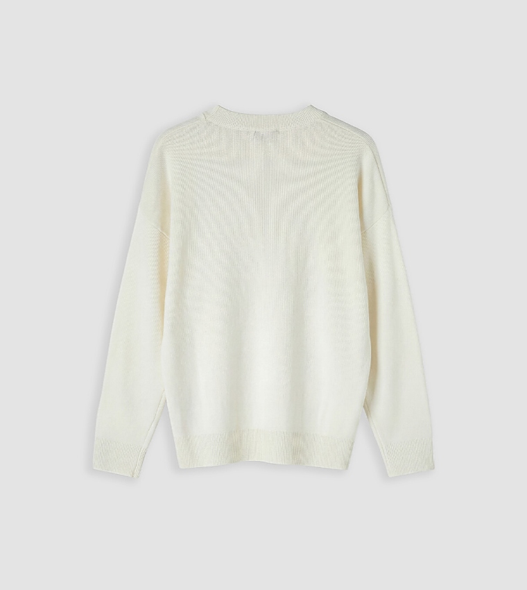 اٍل سي واي كيكي  سترات بياقة دائرية - كريمي  Round Neck Sweaters