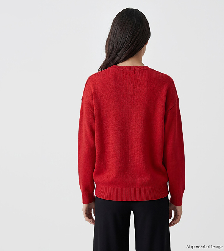 Solid Crew Neck Oversized Sweater