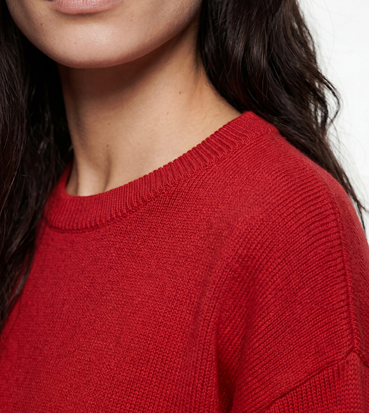 Solid Crew Neck Oversized Sweater