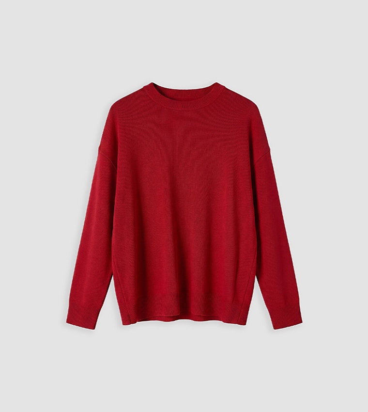 Solid Crew Neck Oversized Sweater