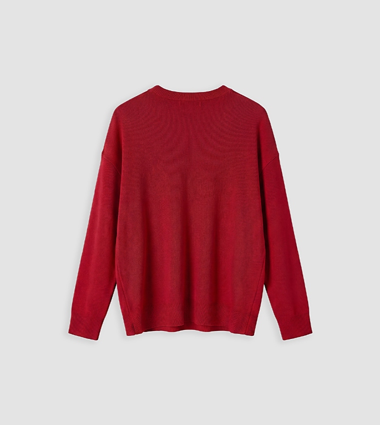 Solid Crew Neck Oversized Sweater