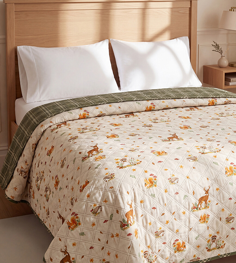 Checked and Patterned Double Bedspread