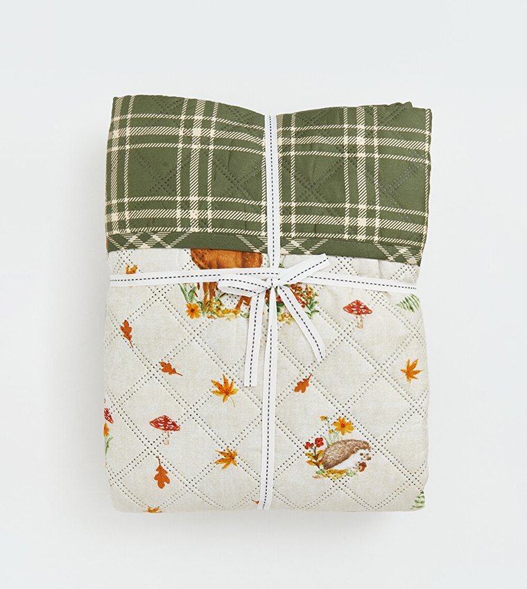 Checked and Patterned Double Bedspread