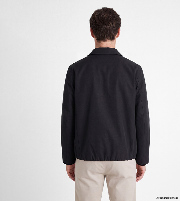Solid Classic Collar Casual Jacket
