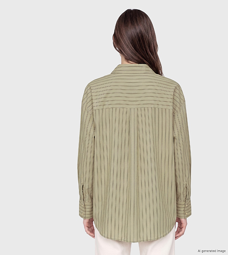 Striped Classic Collar Long Sleeves Oversized Shirt