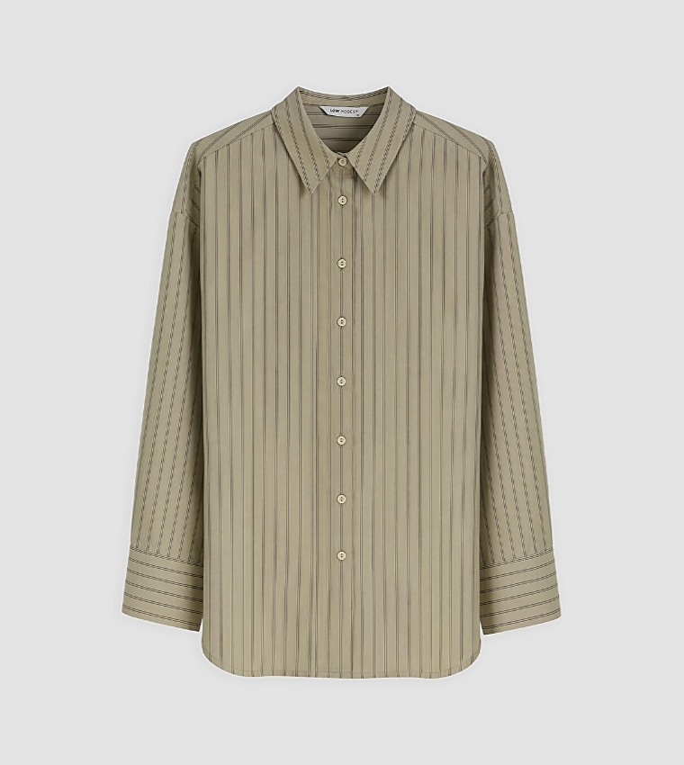Striped Classic Collar Long Sleeves Oversized Shirt