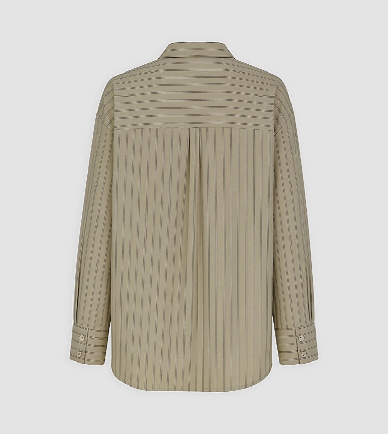 Striped Classic Collar Long Sleeves Oversized Shirt