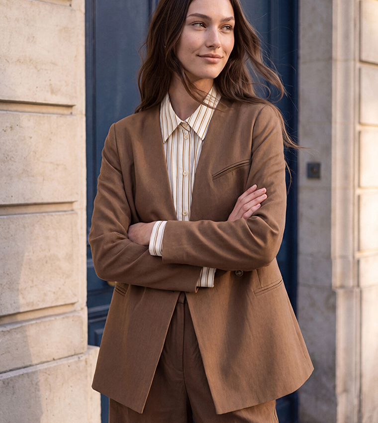 Solid Single-Breasted Blazer