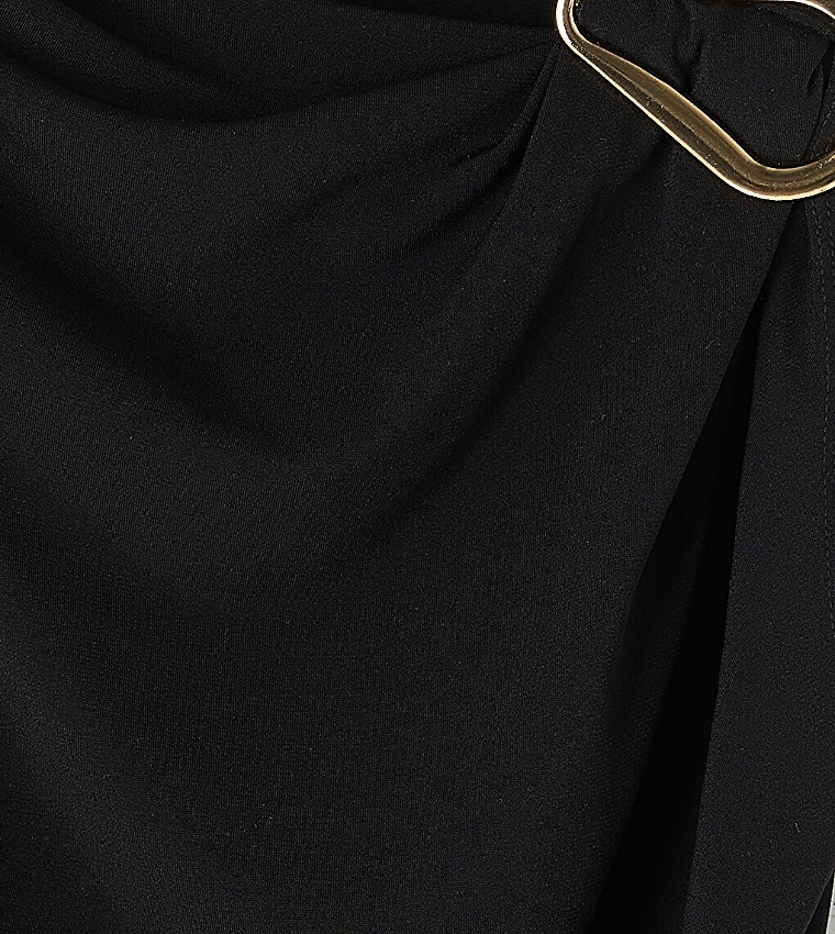 Solid Mock Neck Ruched Top