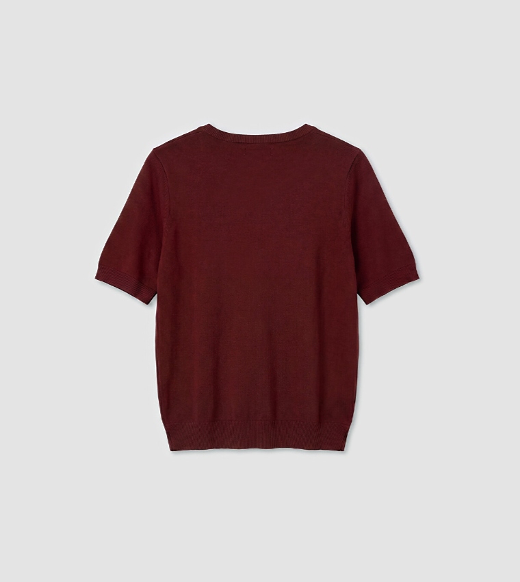 LC Waikiki  Round Neck Sweaters - Burgundy Round Neck Sweaters