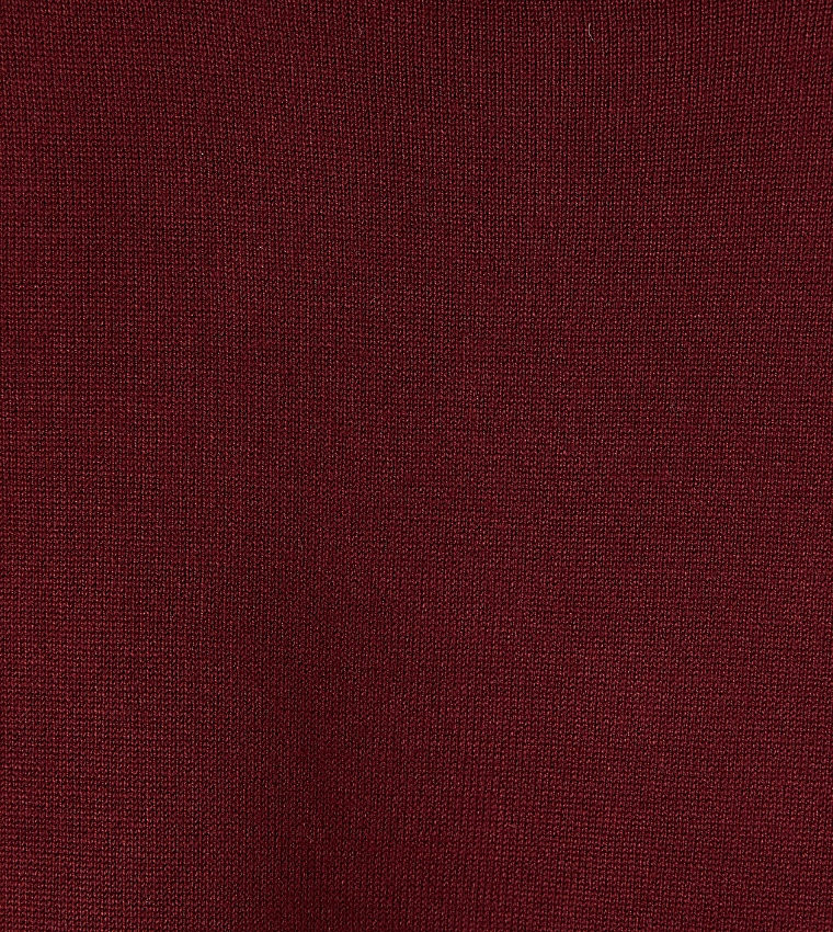 LC Waikiki  Round Neck Sweaters - Burgundy Round Neck Sweaters
