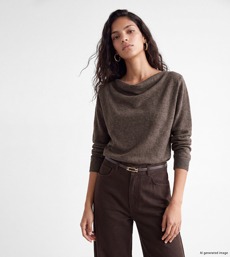 LC Waikiki  Round Neck Sweaters - Brown Round Neck Sweaters