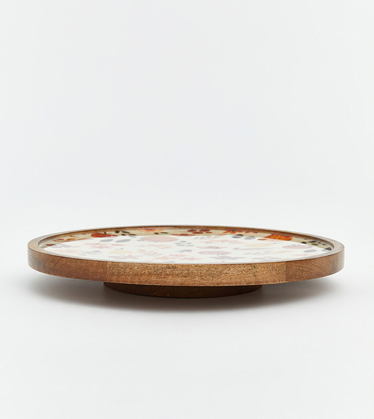Patterned Wooden Legged Serving Dish