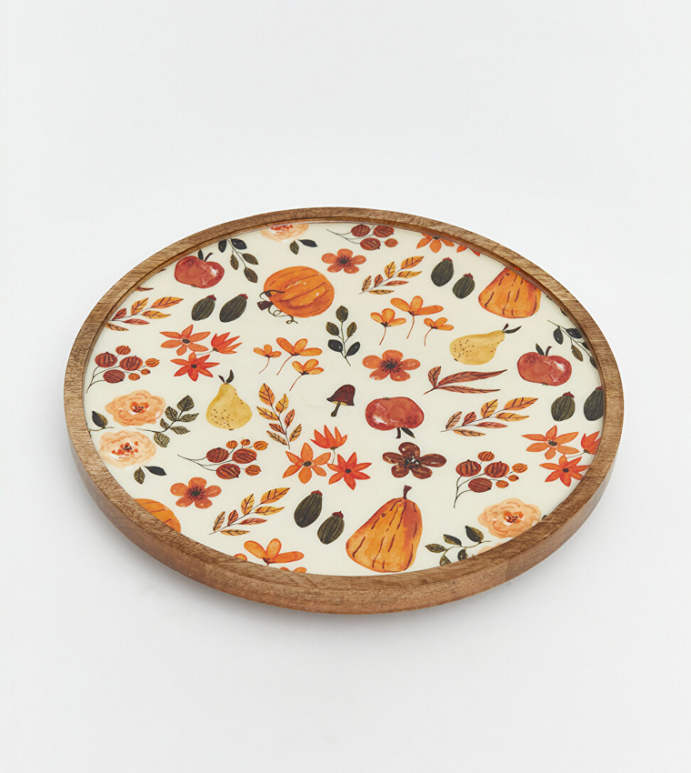 Patterned Wooden Legged Serving Dish