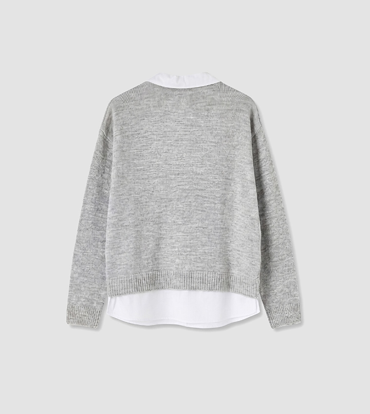 LC Waikiki  V-neck Sweaters - Grey V-neck Sweaters
