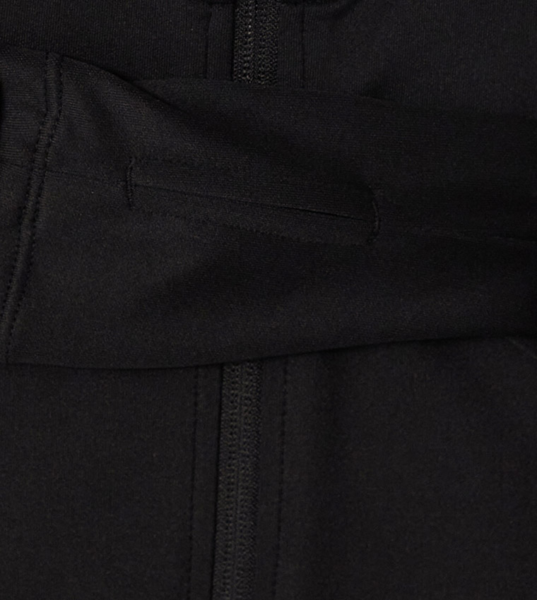 Solid Stand Collar Zip-Through Active Jacket