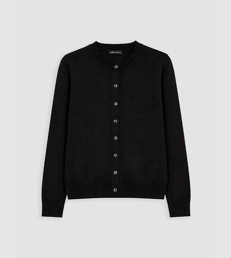 Solid Crew Neck Cardigan