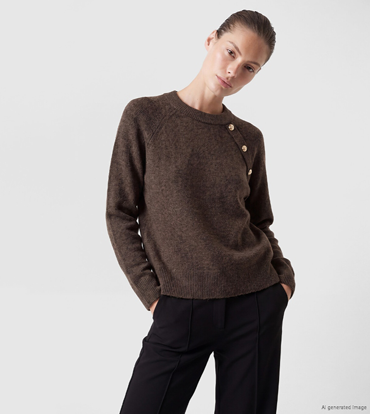 اٍل سي واي كيكي  سترات بياقة دائرية - بني  Round Neck Sweaters