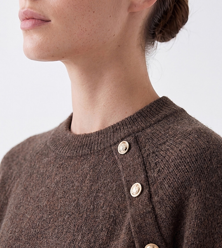 اٍل سي واي كيكي  سترات بياقة دائرية - بني  Round Neck Sweaters