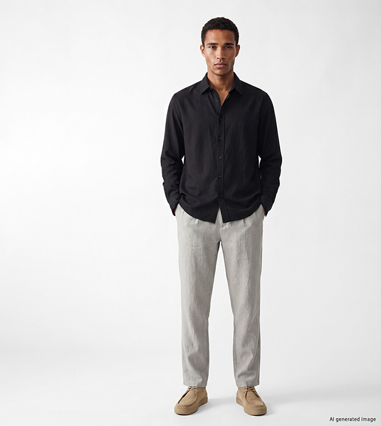 Solid Stand Collar Long Sleeves Shirt