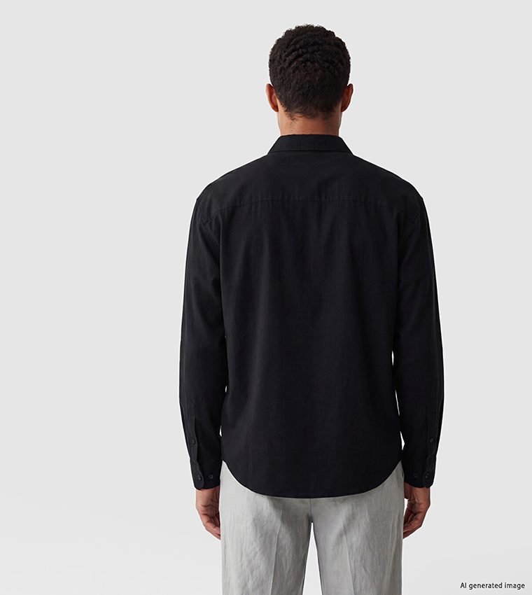 Solid Stand Collar Long Sleeves Shirt