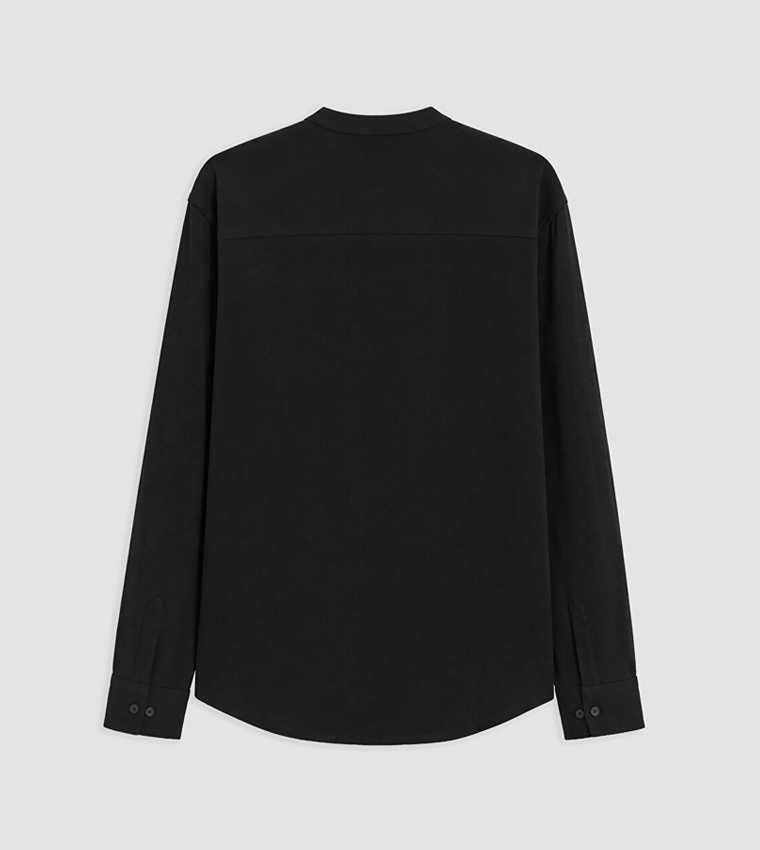Solid Stand Collar Long Sleeves Shirt