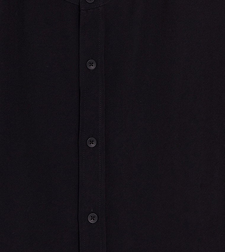 Solid Stand Collar Long Sleeves Shirt