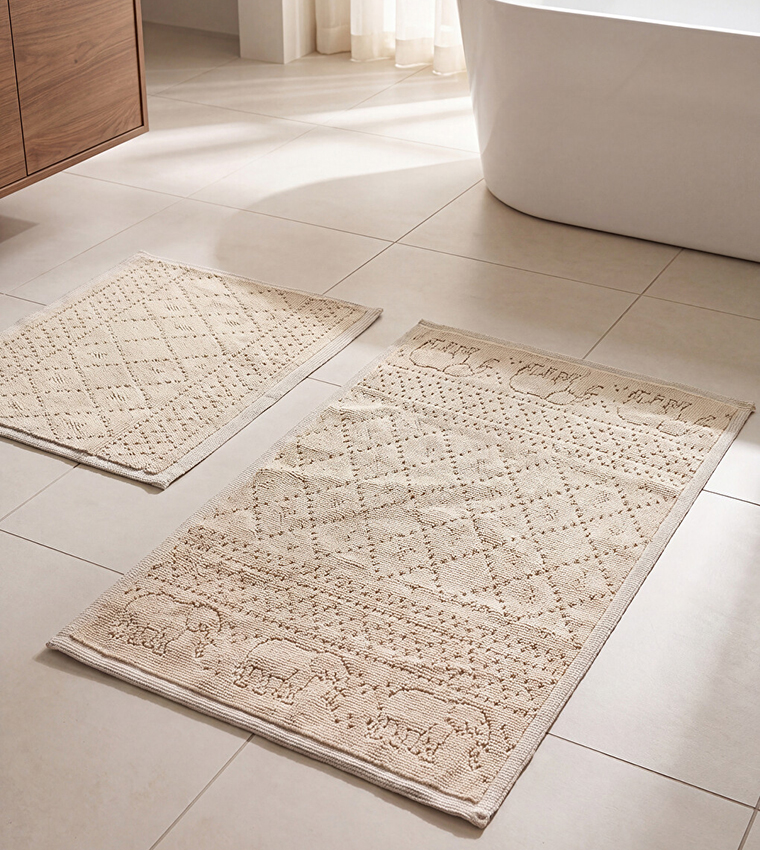2-Pack Elephant Patterned Bath Mat Set
