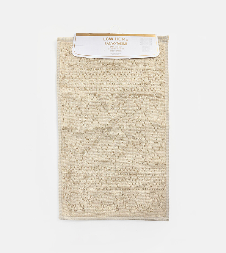 2-Pack Elephant Patterned Bath Mat Set