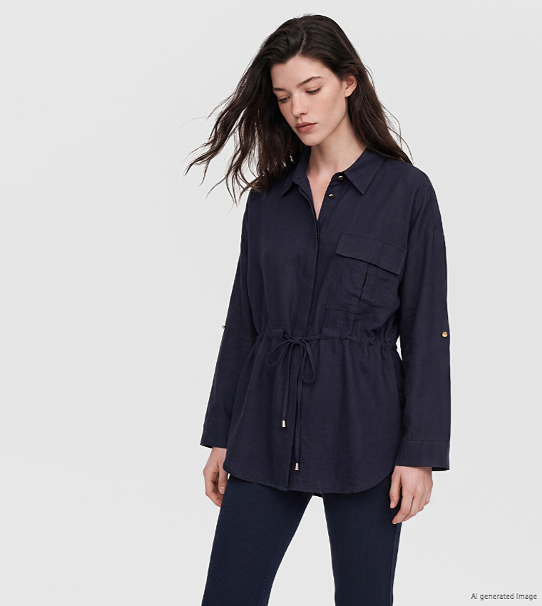 Solid Collared Oversized Shirt