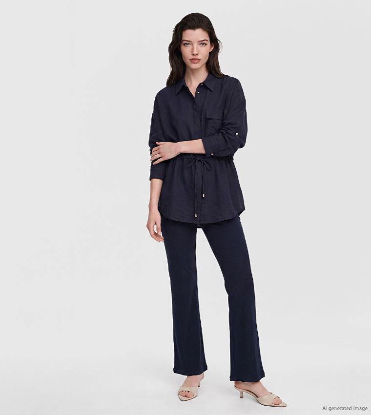 Solid Collared Oversized Shirt