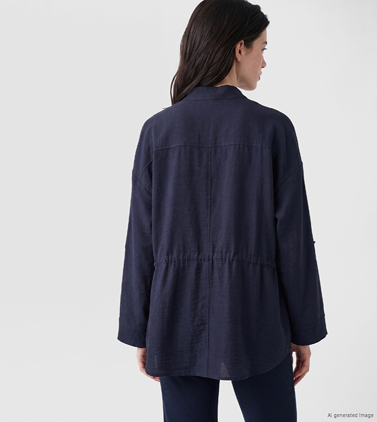 Solid Collared Oversized Shirt