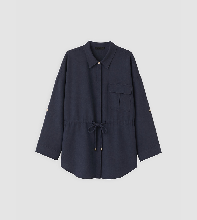 Solid Collared Oversized Shirt