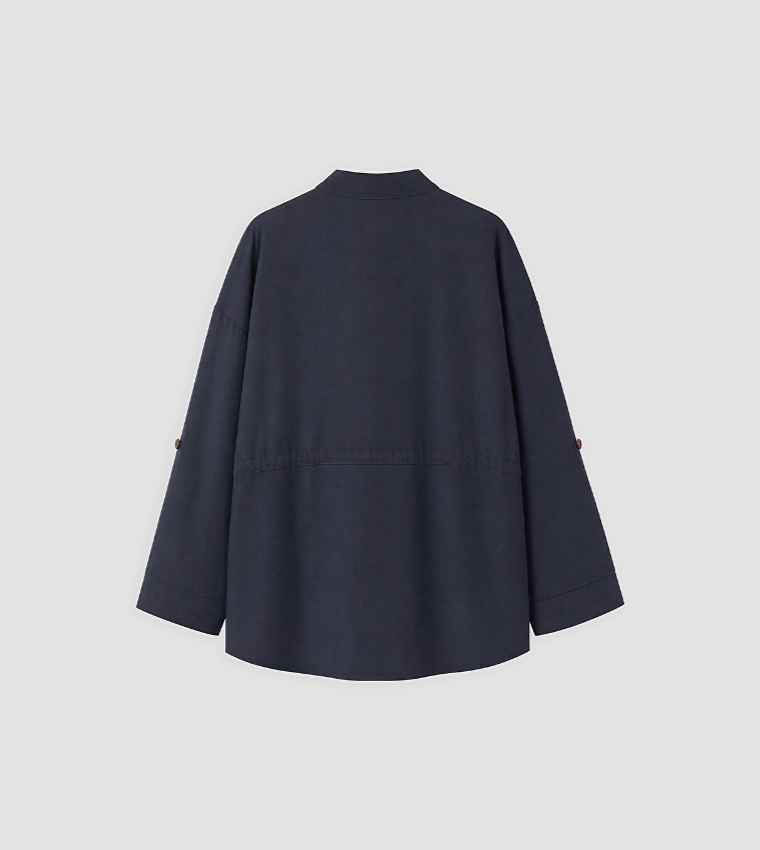 Solid Collared Oversized Shirt