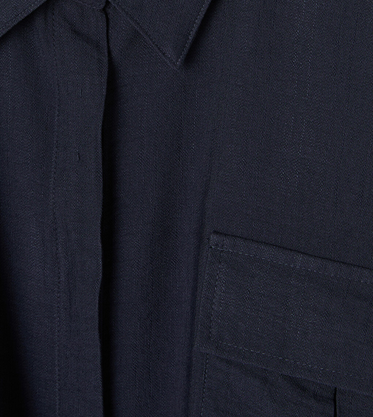 Solid Collared Oversized Shirt