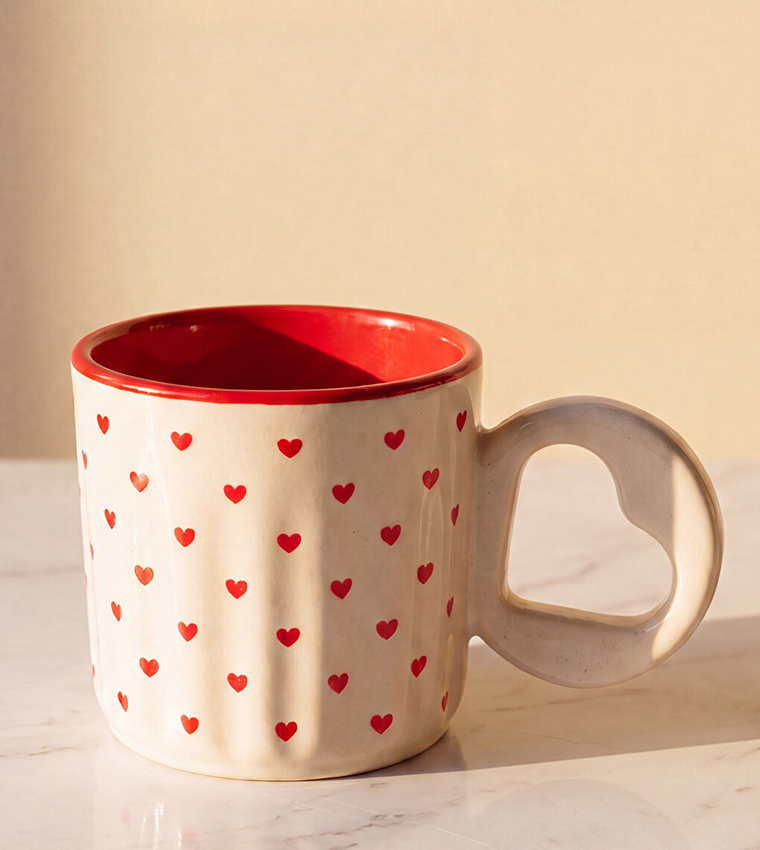 Heart Patterned Ceramic Mug, 270ml